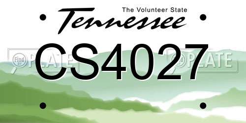 CS4027 Tennessee License Plate