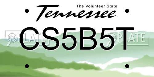 CS5B5T Tennessee License Plate