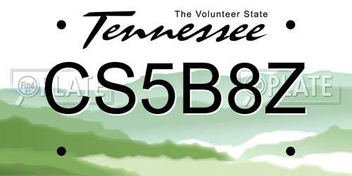CS5B8Z Tennessee License Plate