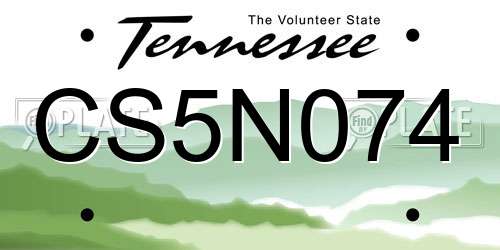 CS5N074 Tennessee License Plate