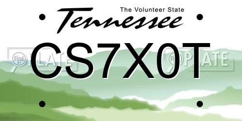 CS7X0T Tennessee License Plate