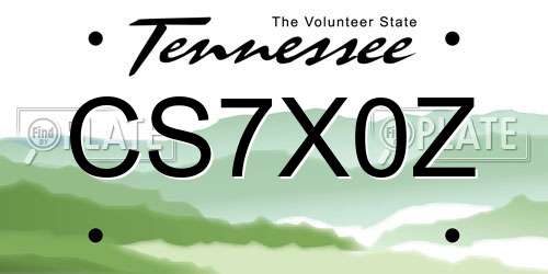 CS7X0Z Tennessee License Plate