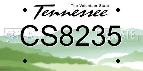 CS8235 Tennessee License Plate