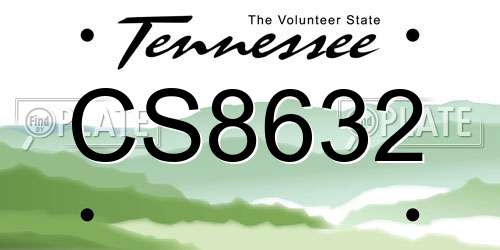 CS8632 Tennessee License Plate