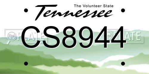 CS8944 Tennessee License Plate