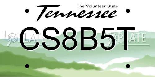 CS8B5T Tennessee License Plate