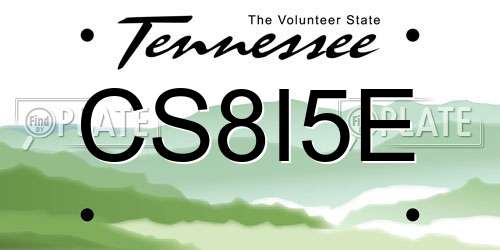CS8I5E Tennessee License Plate