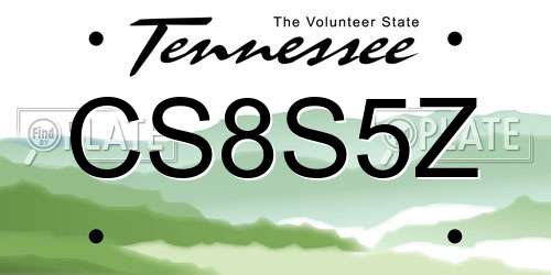 CS8S5Z Tennessee License Plate
