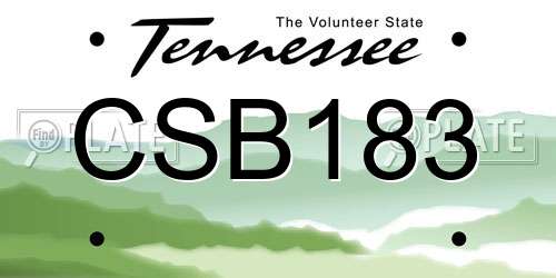 CSB183 Tennessee License Plate