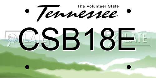 CSB18E Tennessee License Plate