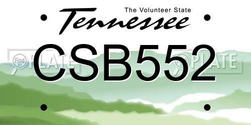 CSB552 Tennessee License Plate