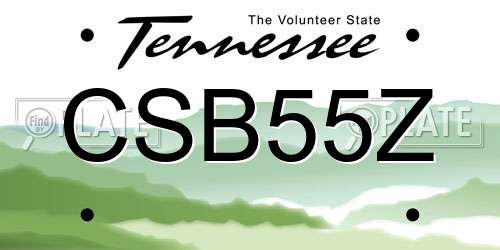 CSB55Z Tennessee License Plate