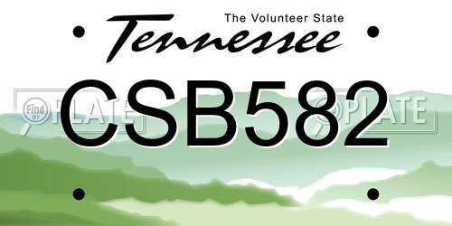 CSB582 Tennessee License Plate