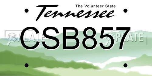 CSB857 Tennessee License Plate
