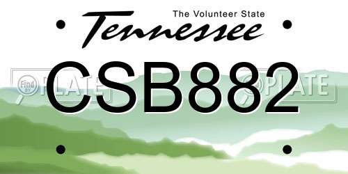 CSB882 Tennessee License Plate