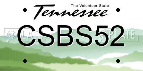 CSBS52 Tennessee License Plate