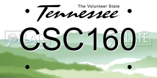 CSC160 Tennessee License Plate