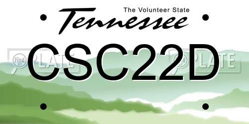 CSC22D Tennessee License Plate