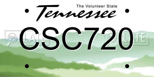 CSC720 Tennessee License Plate
