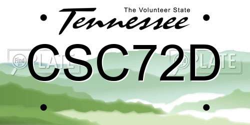 CSC72D Tennessee License Plate