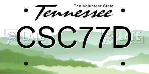 CSC77D Tennessee License Plate