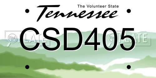 CSD405 Tennessee License Plate