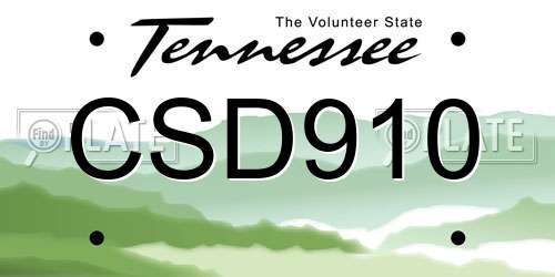 CSD910 Tennessee License Plate