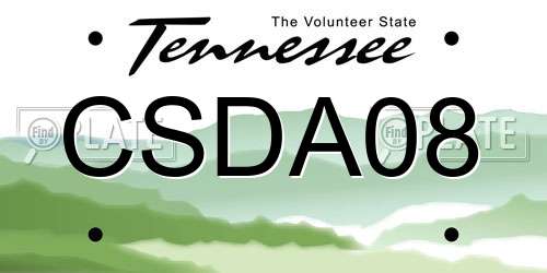 CSDA08 Tennessee License Plate