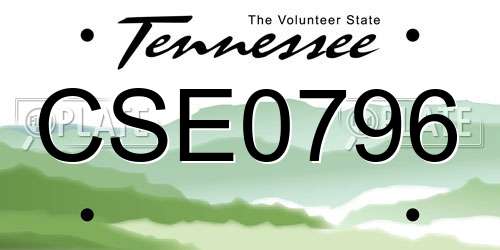 CSE0796 Tennessee License Plate