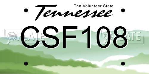 CSF108 Tennessee License Plate