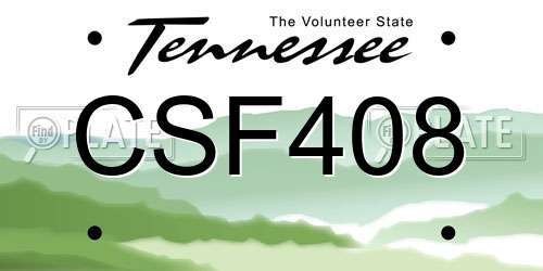 CSF408 Tennessee License Plate