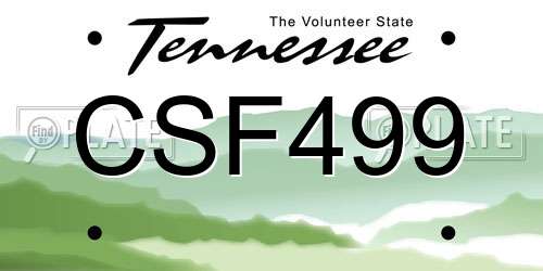 CSF499 Tennessee License Plate