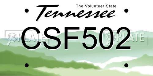 CSF502 Tennessee License Plate