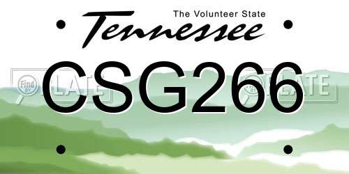 CSG266 Tennessee License Plate