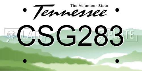 CSG283 Tennessee License Plate