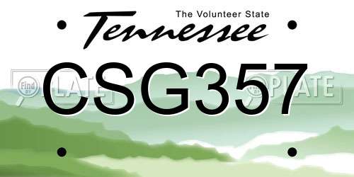 CSG357 Tennessee License Plate