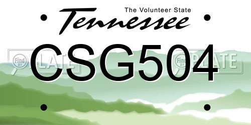 CSG504 Tennessee License Plate