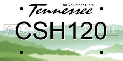 CSH120 Tennessee License Plate