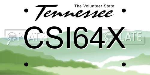 CSI64X Tennessee License Plate