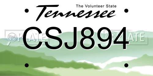CSJ894 Tennessee License Plate