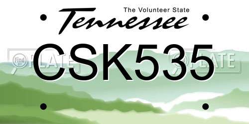 CSK535 Tennessee License Plate