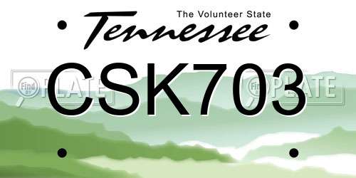 CSK703 Tennessee License Plate