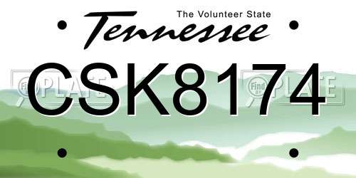 CSK8174 Tennessee License Plate