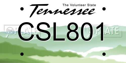 CSL801 Tennessee License Plate