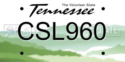 CSL960 Tennessee License Plate