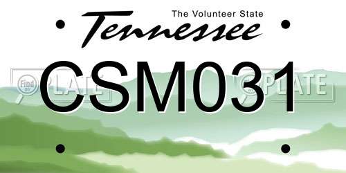 CSM031 Tennessee License Plate
