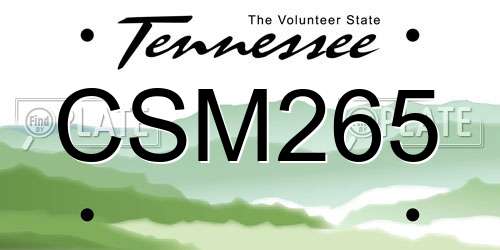 CSM265 Tennessee License Plate