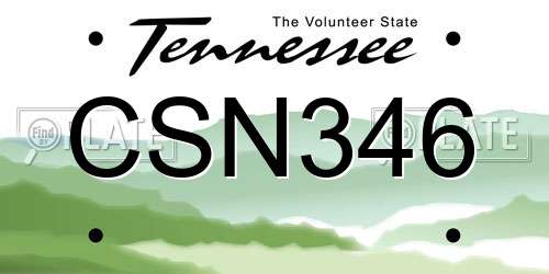 CSN346 Tennessee License Plate