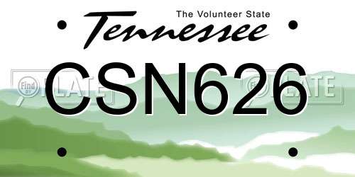 CSN626 Tennessee License Plate