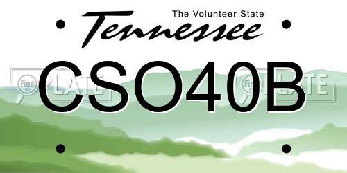CSO40B Tennessee License Plate